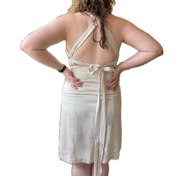 Banana Republic | Ivory Heritage Collection Lined Strappy Grommet Dress 12 NWT - Picture 4 of 7